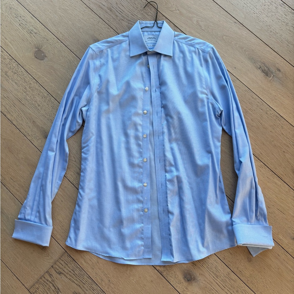 Charles Tyrwhitt Men's Light Blue Dress Shirt, 15.5” neck x 37” sleeve